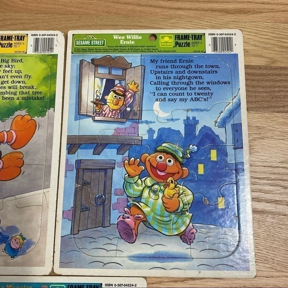 Vintage Sesame Street Tray Puzzle Children’s Kids Cookie Monster Big Bird Bert
